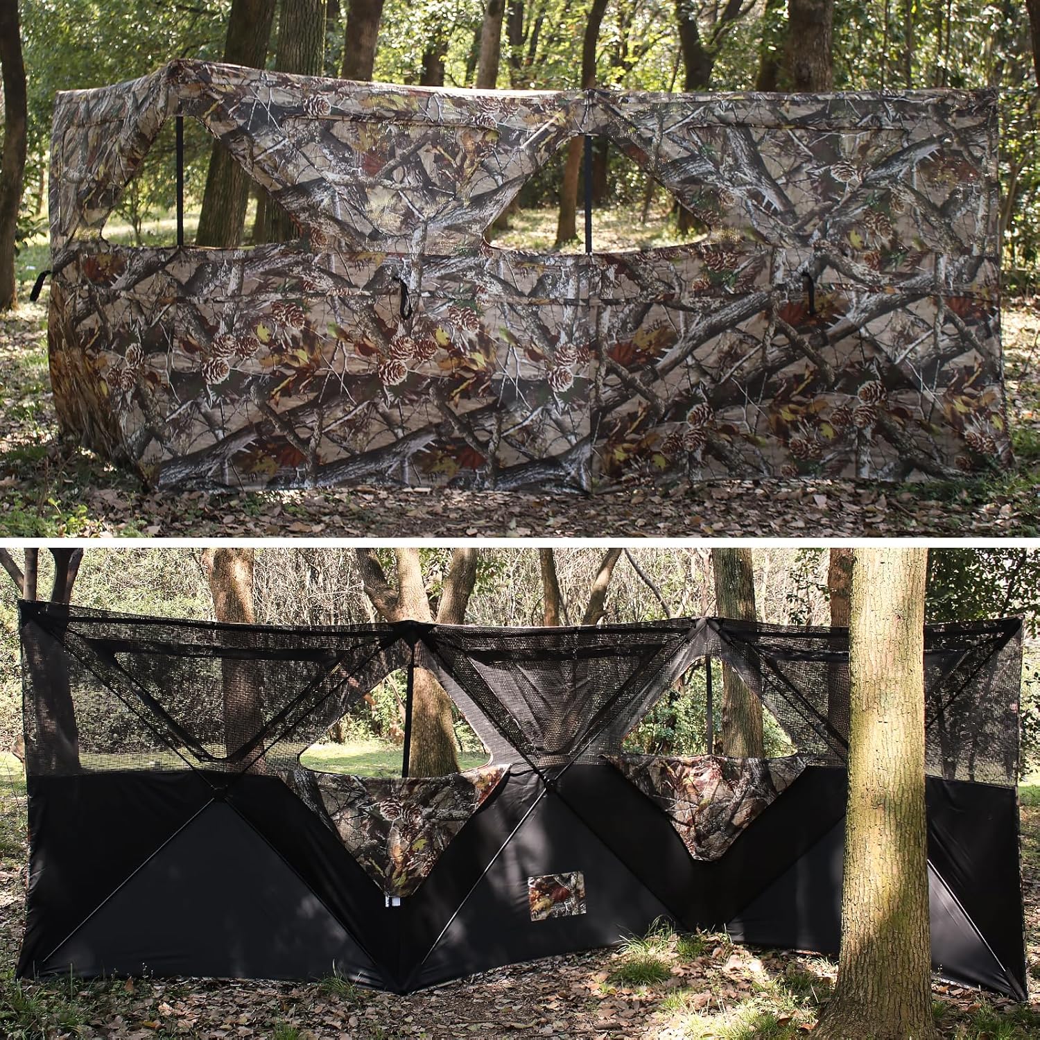 See Through 3 Panel Hunting Blind, 3 Side Ground Blinds with Carrying Bag, Portable Pop Up Ground Blinds for Deer Duck Turkey Hunting - Image 7