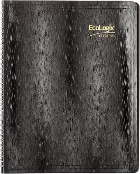 Brownline 2026 EcoLogix Monthly Planner, 14 Months, December 2025 to January 2027, Recycled, Twin-Wire Binding, 11" x 8.5", Black CB435W.BLK-26
