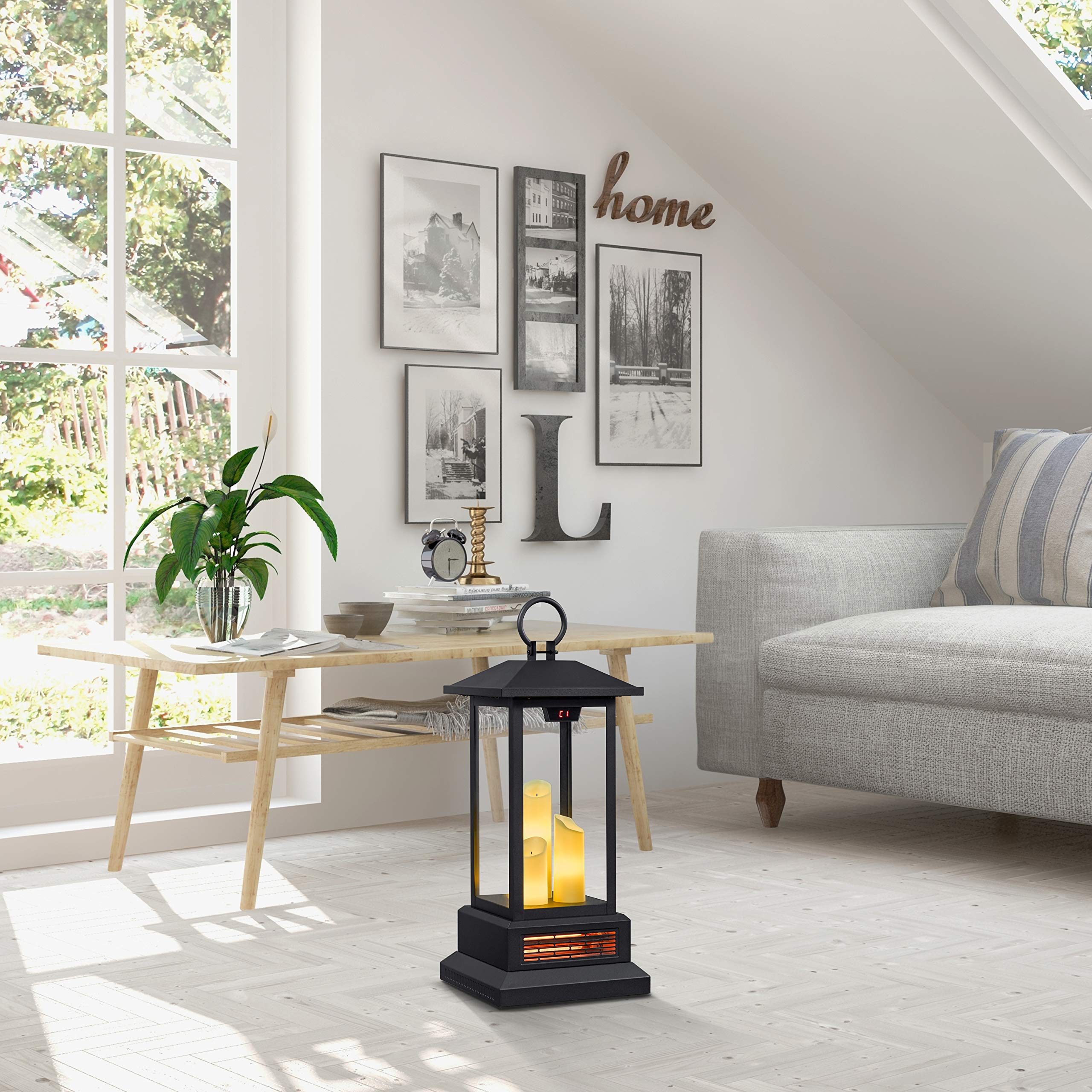 Amazon.com: Duraflame 28” Electric Lantern with Infrared Heat and Remote  Control, Black Heaters, 01 : Home u0026 Kitchen