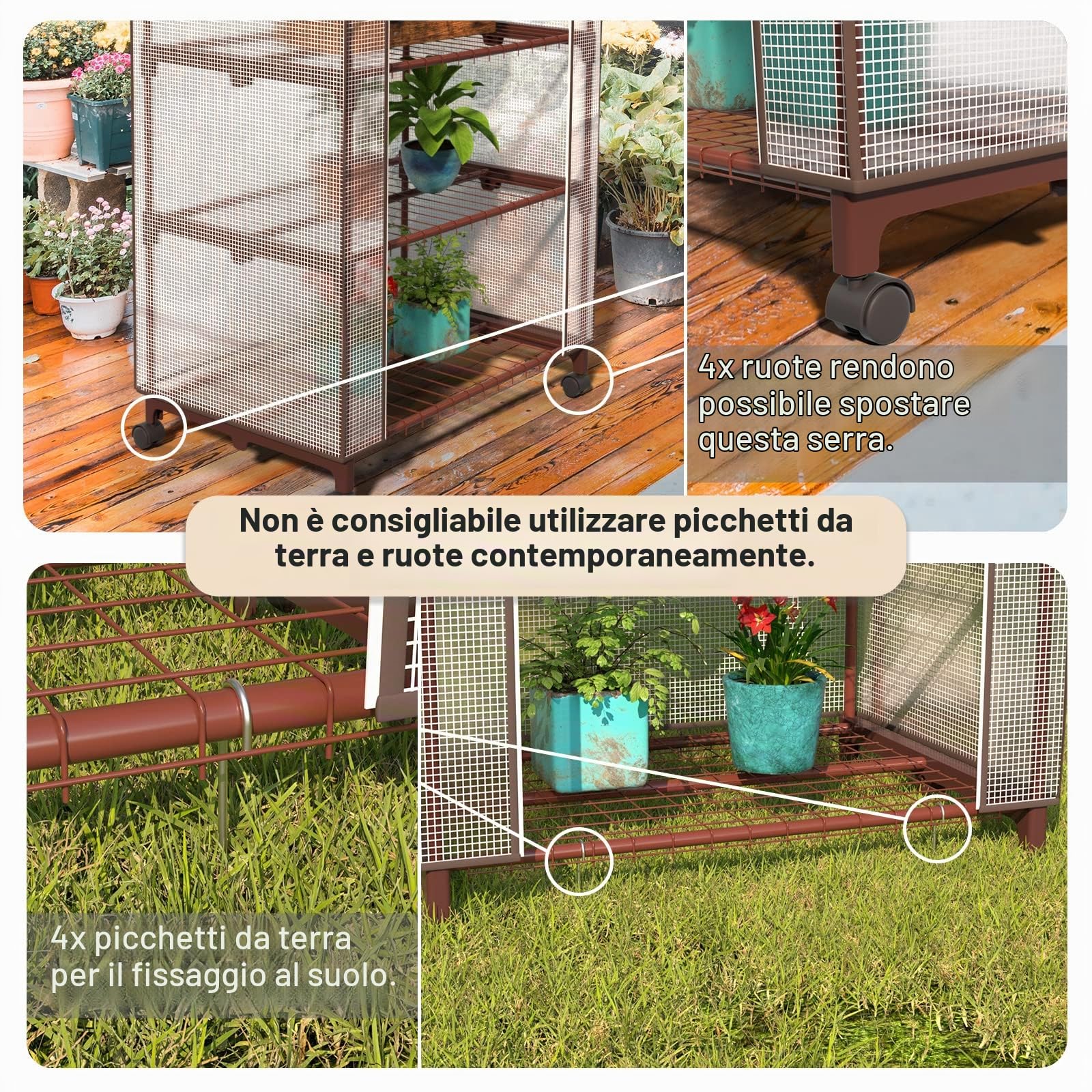 UDPATIO Serra piccola con 4 piani, Tenda da Sole Verticale, Tenda in Alluminio con Manovella, Tenda a Rullo Verticale per Patio e Giardino11