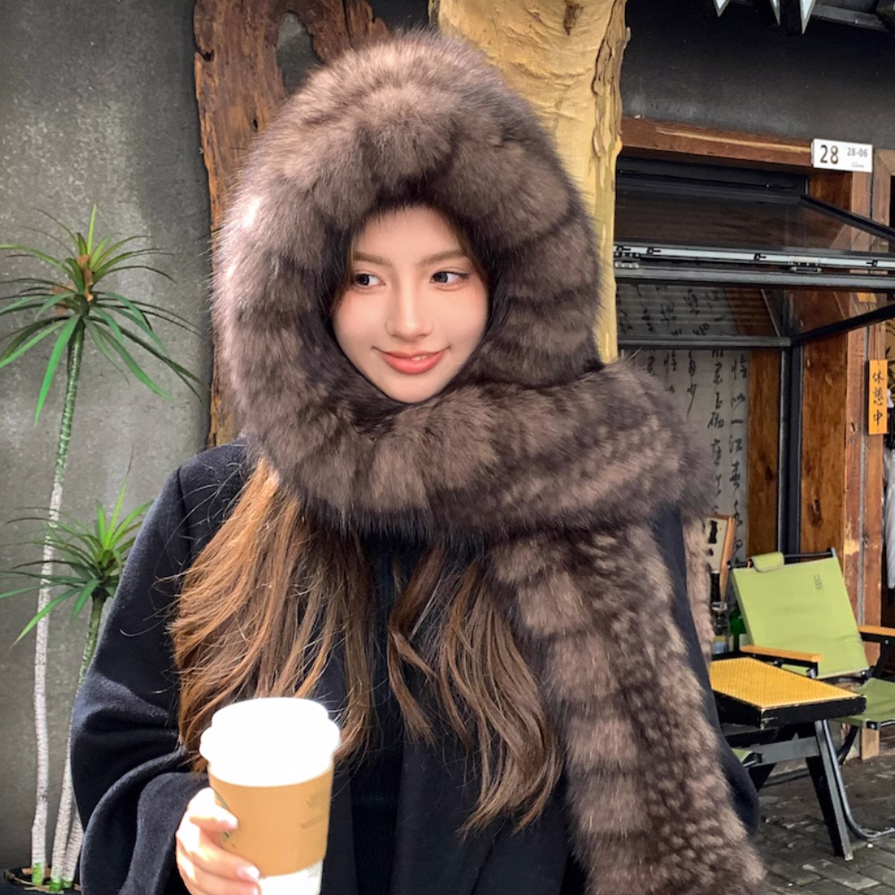 Watch Denny&Dora Women's Brown Fox Fur Hat with Ear Flaps on