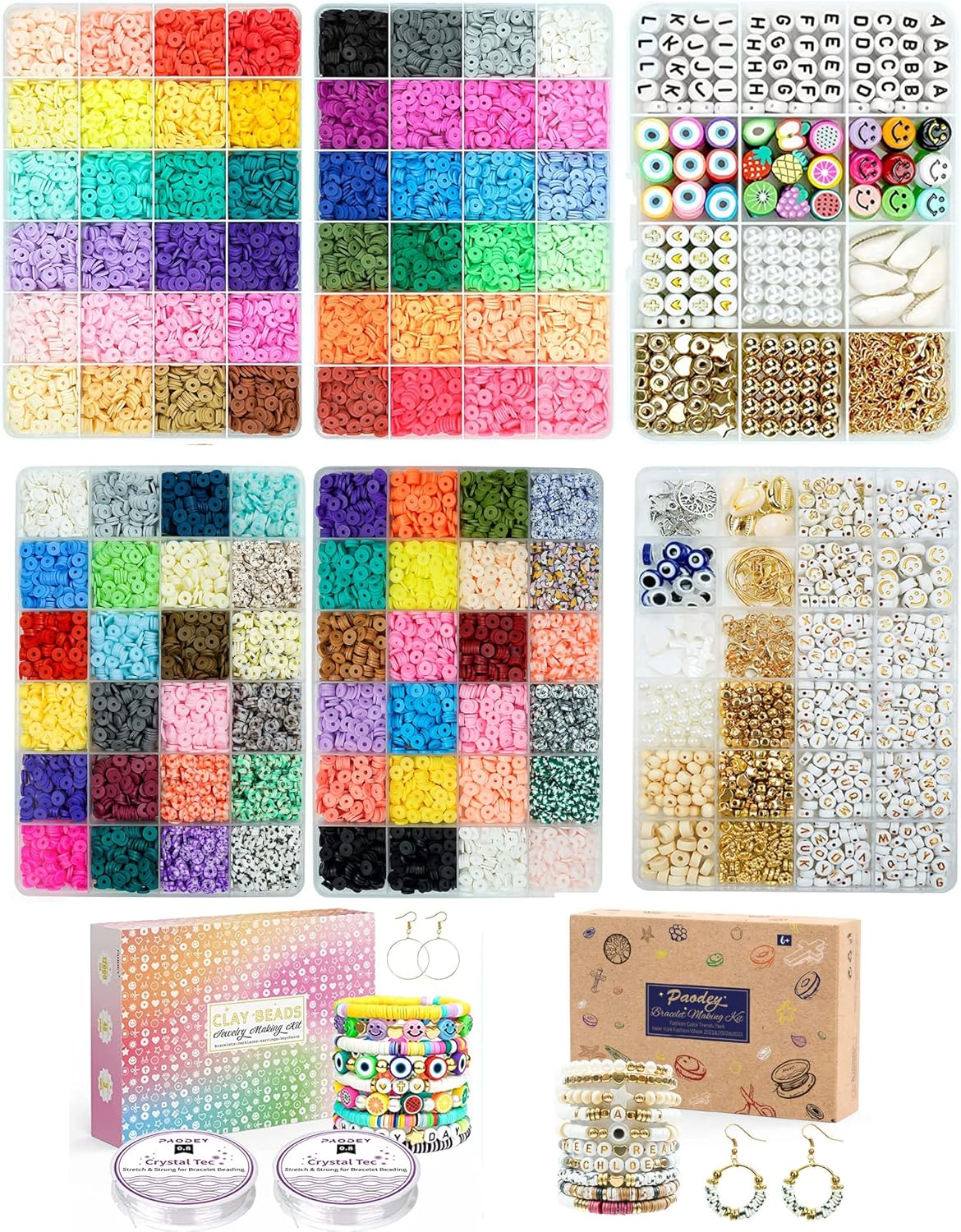 Paodey Bracelet Making Kit, 21000 Pcs Clay Beads Friendship