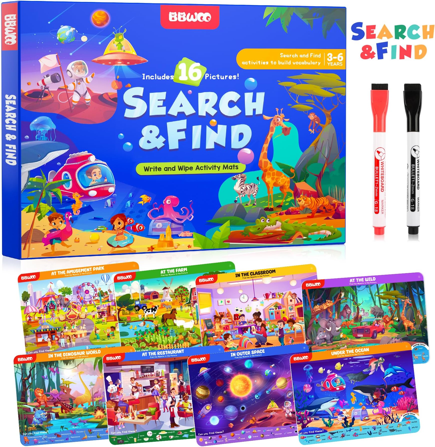 Search and Find Activity Books for Kids Ages 3-5, Travel Games Toys for Car Airplane, Road Trip Activities for Kids Games 4-8, Preschool Learning Activities, Educational Seek Game,Gifts for Boys Girls