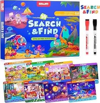 Search and Find Activity Books for Kids Ages 3-5, Travel Games Toys for Car Airplane, Road Trip Activities for Kids Games 4-8, Preschool Learning Activities, Educational Seek Game,Gifts for Boys Girls