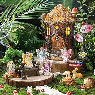 Leyndo 28 Pcs Solar House Garden Accessories Fairy Light up Fairy Figure...