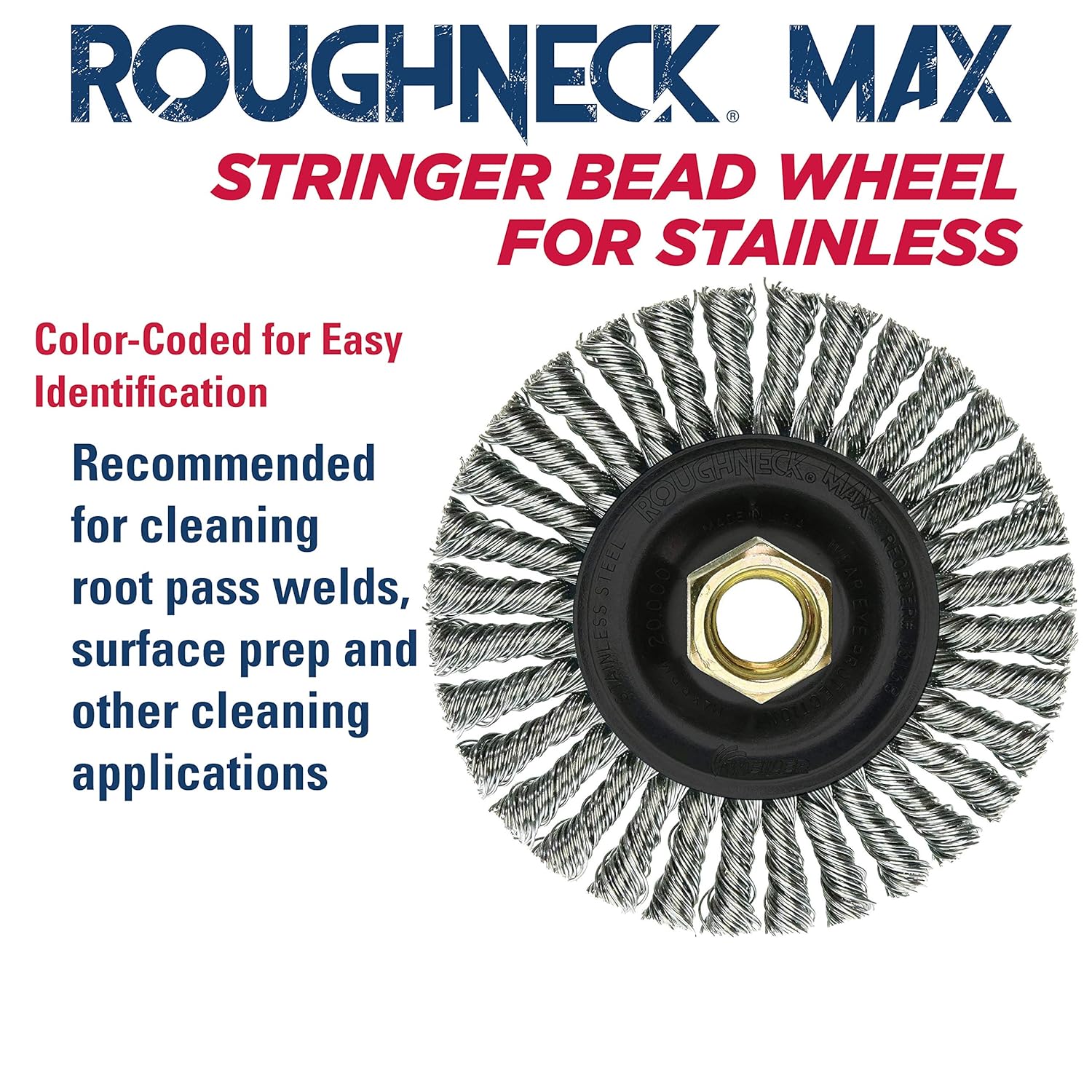 Weiler 13138 Roughneck Max 4" Stringer Bead Wire Wheel 0.020" Stainless Steel Fill, 5/8"-11 UNC Nut, Made In USA (Pack of 5)