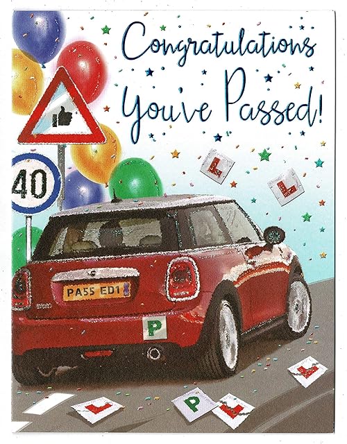 Driving Test Congratulations Card 'Congratulations You've Passed' Card Measures 14 cm x 19 cm