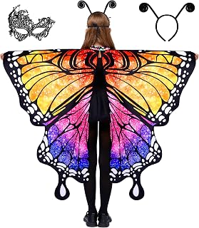 Spooktacular Creations Mädchen-Kostüm mit Sternenschmetterling, Flügelset mit Schal, schwarzem Haarband und Augenmaske für Halloween-Kostüm-Cosplay