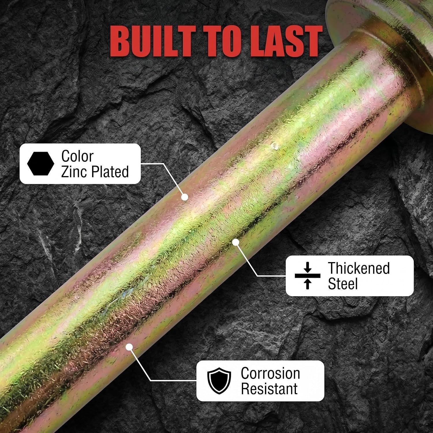 3/4" x 6-11/16" Tractor Hitch Pin with Linch Pin, Heavy Duty Zinc Plated Trailer Tow Pin, Square Handle Drawbar Pin for Farm Tractors, Trailers, Trucks, Lawn Mowers and Agricultural Equipment - 5 Pack