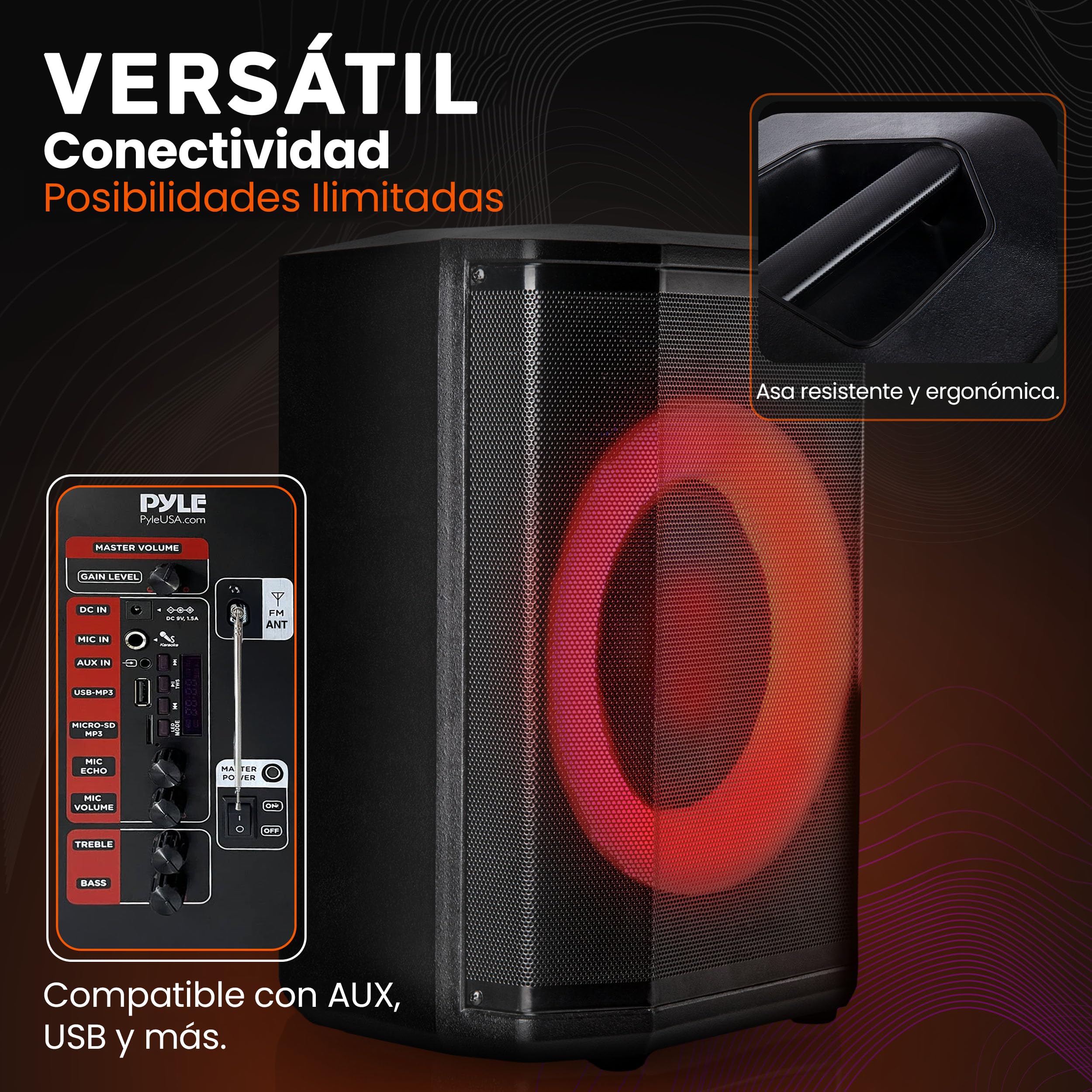 Pyle Altavoz Grande, Bluetooth, Portátil, Sistema True Wireless Stereo, con Bolsa de Transporte y Tripode