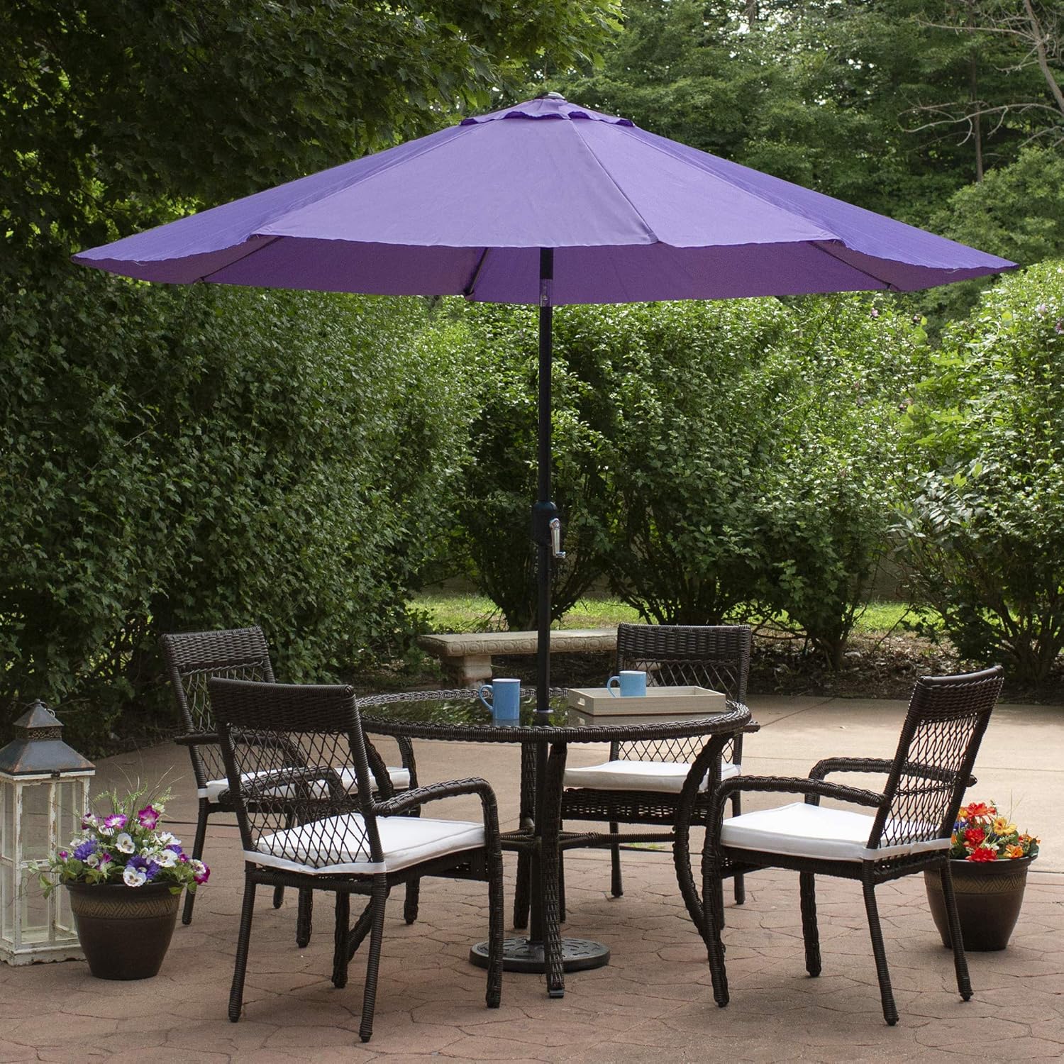 Northlight 9ft Outdoor Patio Market Umbrella with Hand Crank and Tilt, Purple