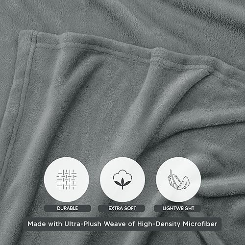 Miniatura 3 de Utopia Bedding - Manta de microfibra de vellón, ligera, mullida, suave, antiestática, color gris frío (60 x 50 pulgadas)