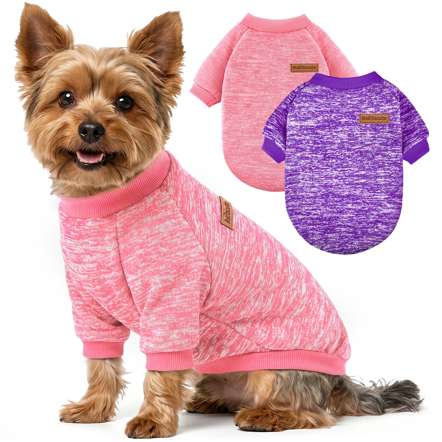 2 Pack Dog Sweaters for Small Dogs Girl Boy Winter Fleece Clothes Warm Soft Dog Sweatshirt Outfit for Dogs Cats Pet Apparel