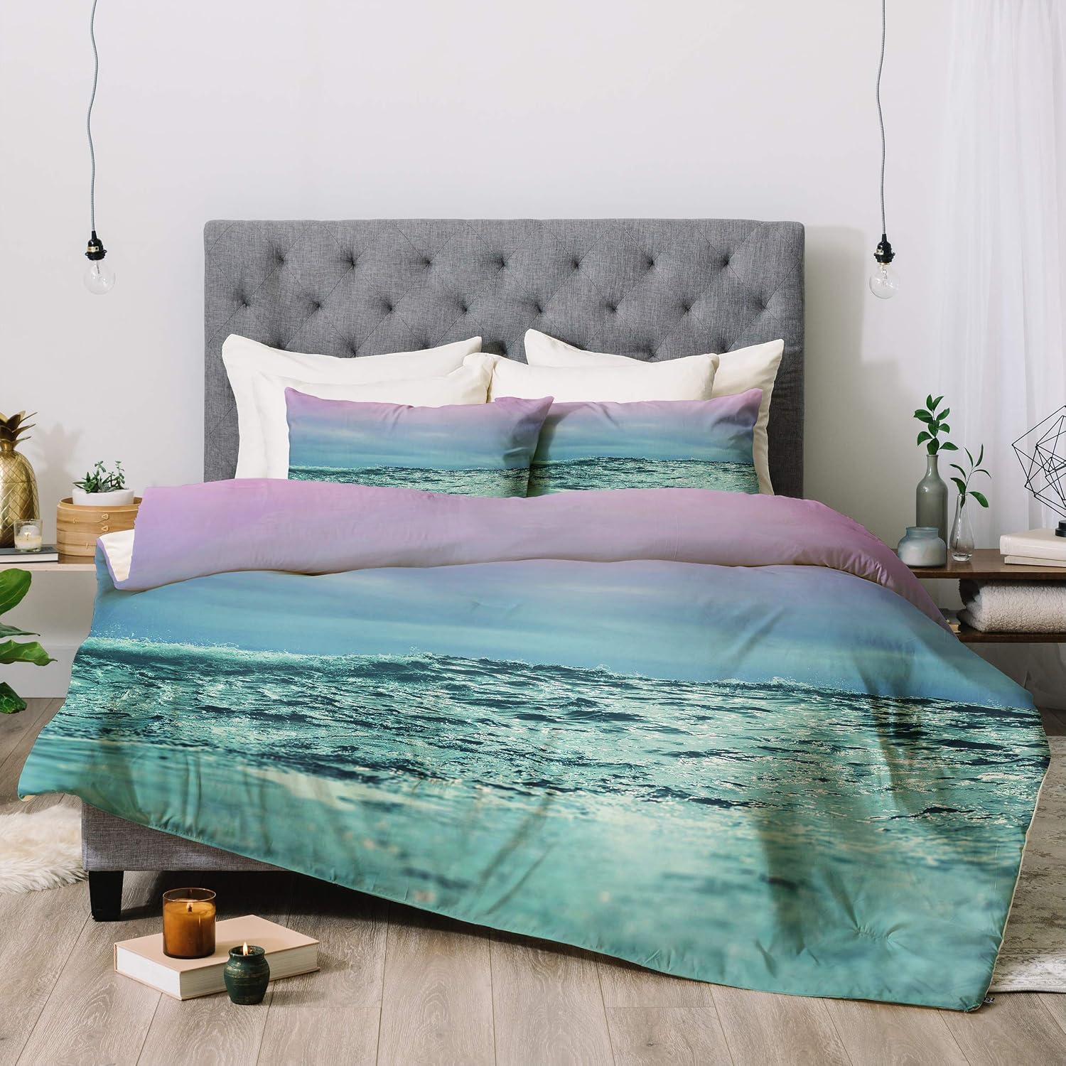 Deny Designs Leah Flores Sky and Sea Comforter Set with Pillow Shams, Full/Queen, Blue