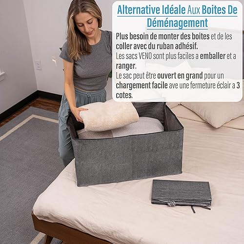 Miniatura 2 de VENO Paquete de 8 bolsas de almacenamiento de gran tamaño para mudanzas dormitorios universitarios viajes campamento decoraciones de Navidad