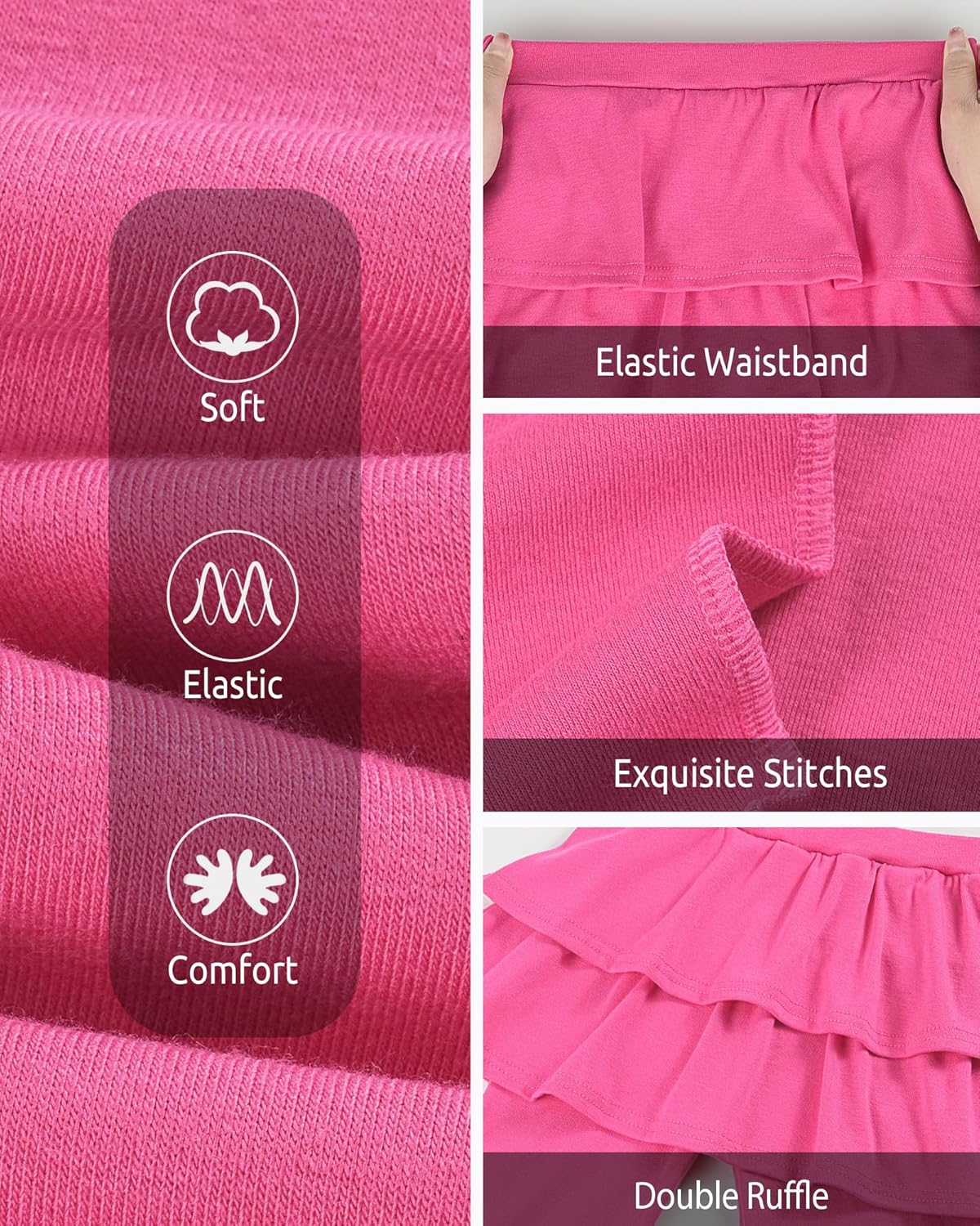 Girls Leggings with Skirts School Uniform Athletic Stretchy Tutu Pants Kids Warm Ruffle Clothes 2-Pack - Image 5