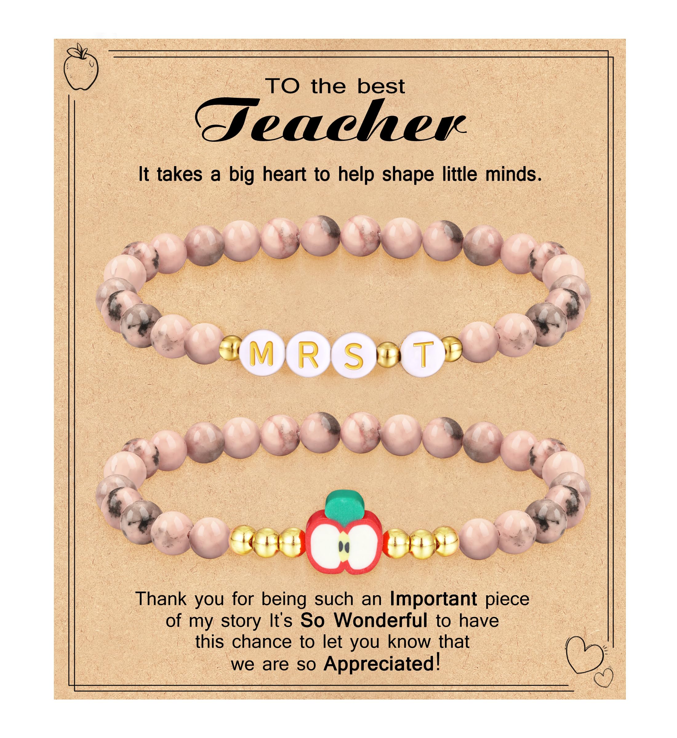 Teacher Appreciation Gifts for Women,Teacher Must Haves Initial Bracelet Mrs Miss End of Year Teacher Gifts Thank You for Helping Me Grow Music Math Science Teachers Bracelets Retirement 2 Set Jewelry