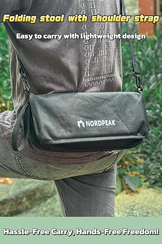 Miniatura 3 de Taburete plegable compacto con correa para el hombro, soporte resistente de 350 libras, asiento portátil ligero regalo para camping, al aire libre,