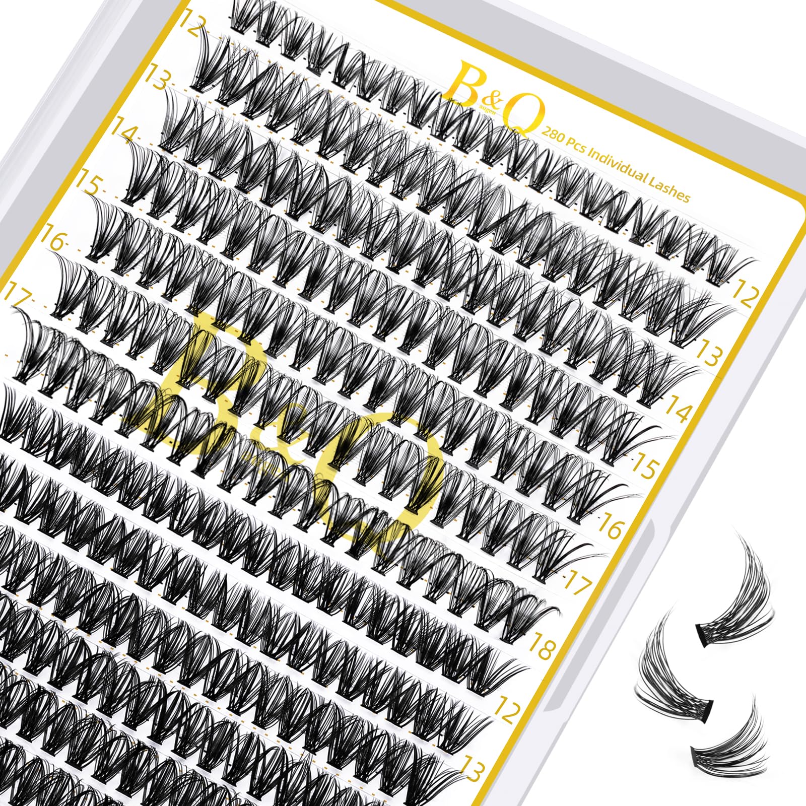 B&Q Lash Clusters 280PCS Natural Eyelash Clusters 30D 40D C 12-18MIX Individual Lash Wispy Eyelash Extension with Soft Thin Band Classic Look Pestañas Postizas Comfortable DIY at Home