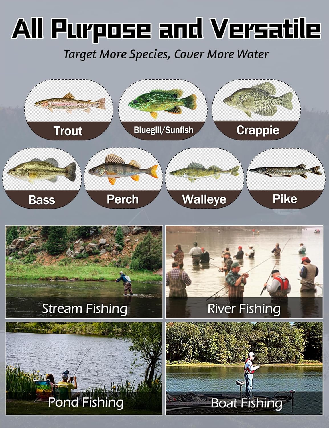 LITTMA Trout&PANFISH Ultralight Fishing Rod 2 PCS – Trout, Crappie, Panfish Micro Spinning Rods – Brown Carbon Fiber Blank, Cork Handle – for Beginners – 5’6”/6’/6’6”/7’