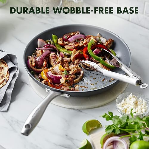 Vista 4 de GreenPan Lima - Sartén antiadherente de cerámica anodizada y saludable de 12 pulgadas, gris y lima anodizada dura, sartén antiadherente de cerámica