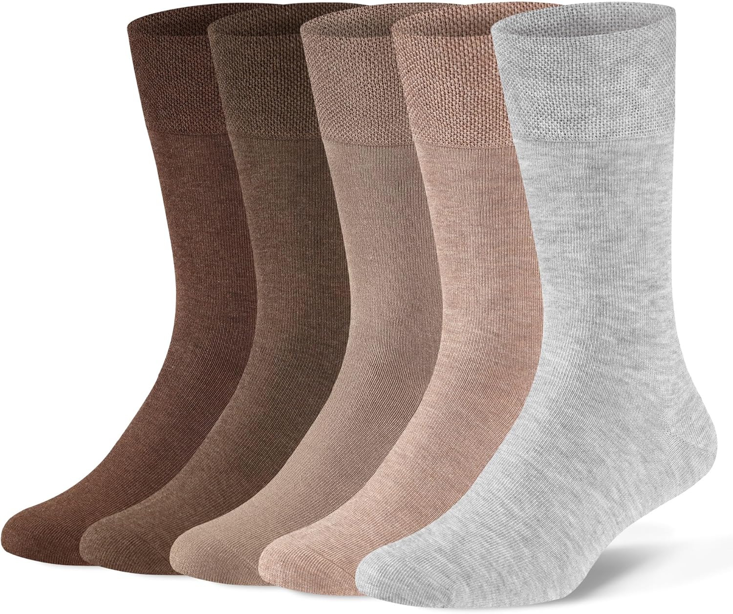 5 Pairs Diabetic Socks for Men,Viscose from Bamboo Non Binding Top Crew Dress Socks for Edema,Sensitive Feet