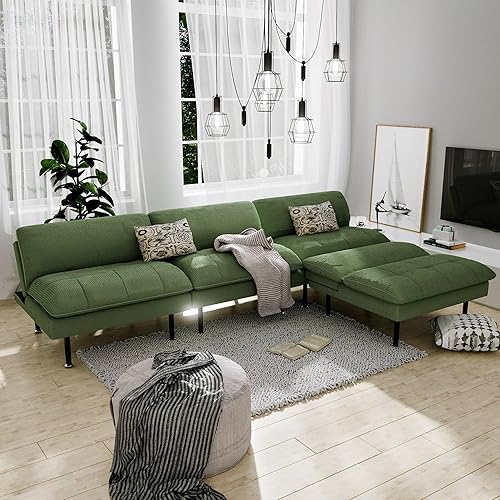 Miniatura 17 de Sofá cama tipo futón de 70 pulgadas, sofá cama multifunción 4 en 1 con respaldo ajustable, futón convertible moderno, sofá biplaza reclinable
