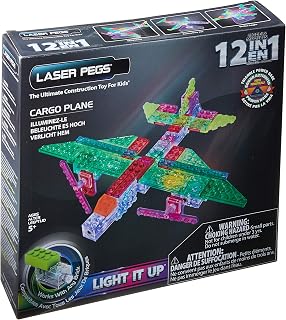 Blocos de Montar Base Luminosa Avião de carga 12 em 1, Laser Pegs, Colorido