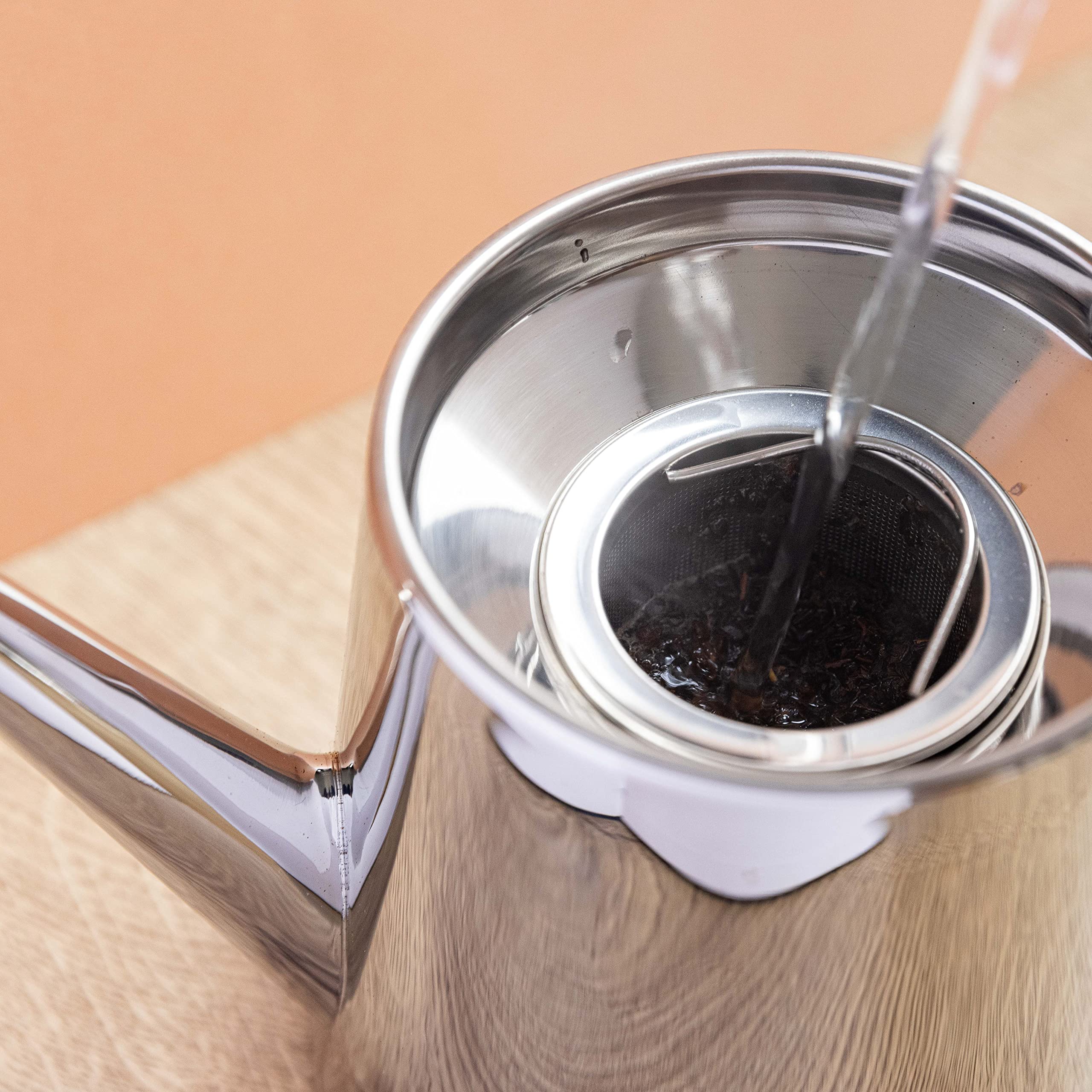 La Cafetière Théière avec infuseur en acier inoxydable 1,5 l, 8 tasses (argent)