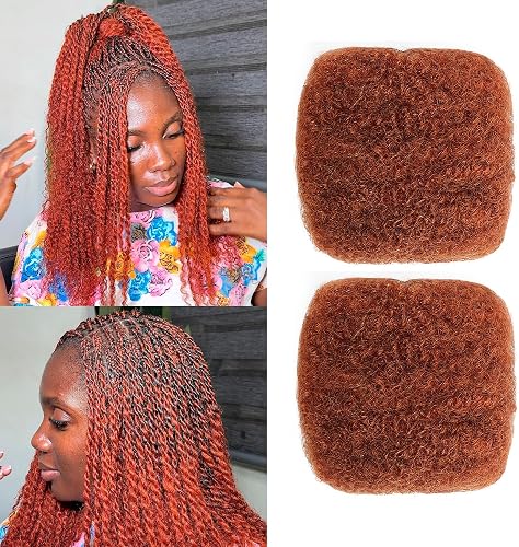 Afro Kinkys Bulk Human Hair For Dreadlock Extensions Afro Kinky Curly Hair Bulk, Repair Locs,Twist,Braiding,crochet hair,afro kinky hair balls for black women 30g Pack (8in, #350)