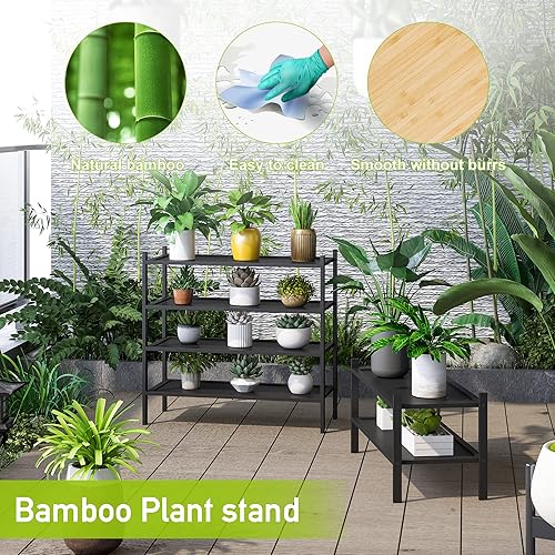 Miniatura 7 de BMOSU Zapatero de bambú de 2 niveles apilable de alta calidad, organizador de almacenamiento para pasillo, armario, sala de estar, organizador de