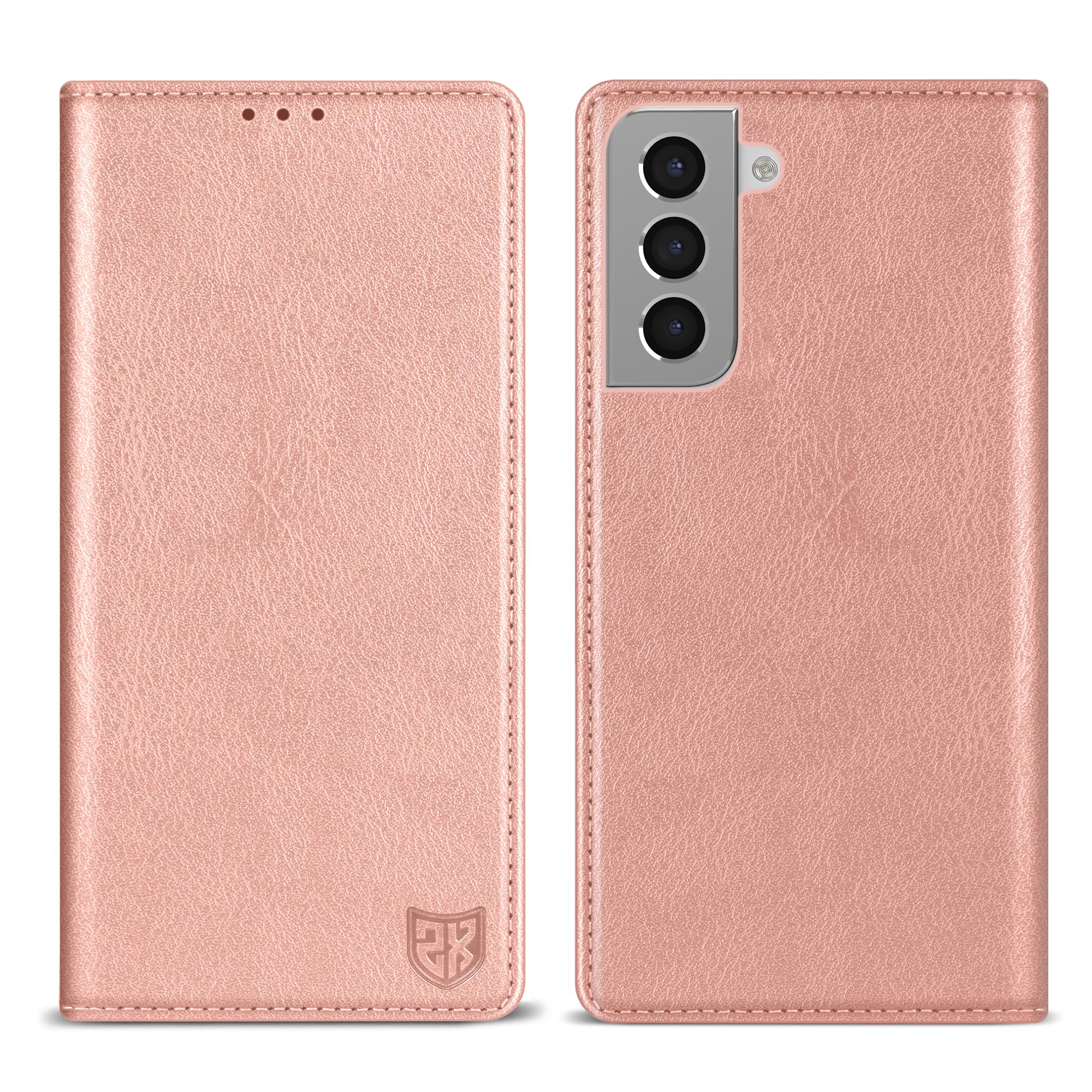 ZZXX for Galaxy S21 Plus Wallet Case Strong Magnetic 6.7 inch,Rose Gold
