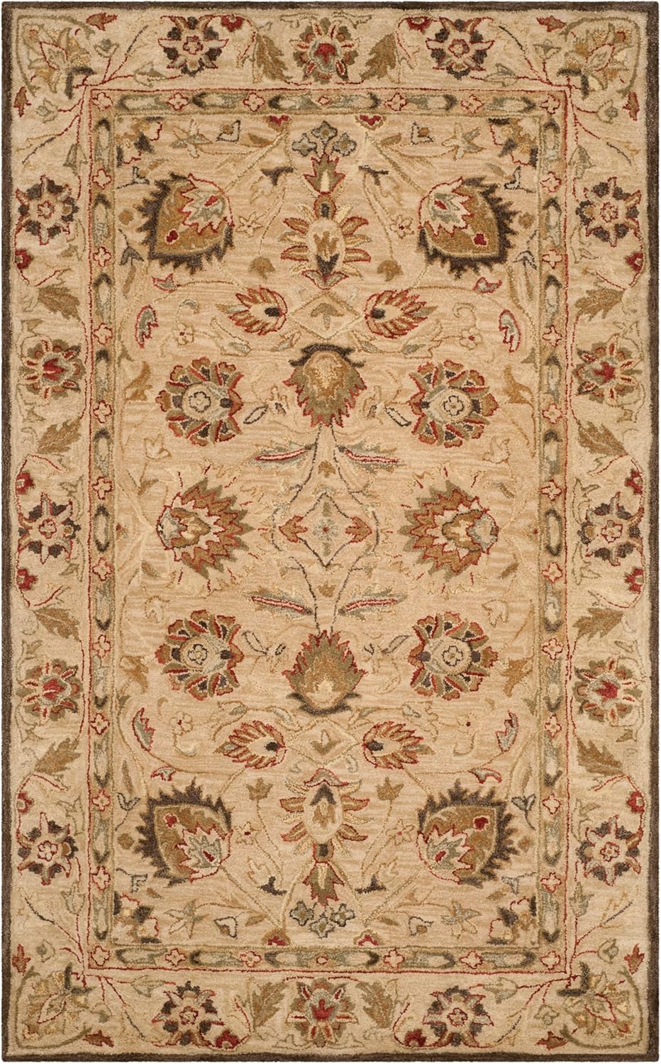 SAFAVIEH Antiquity Collection 6' x 9' Beige / Beige AT812A Handmade Traditional Oriental Premium Wool Area Rug