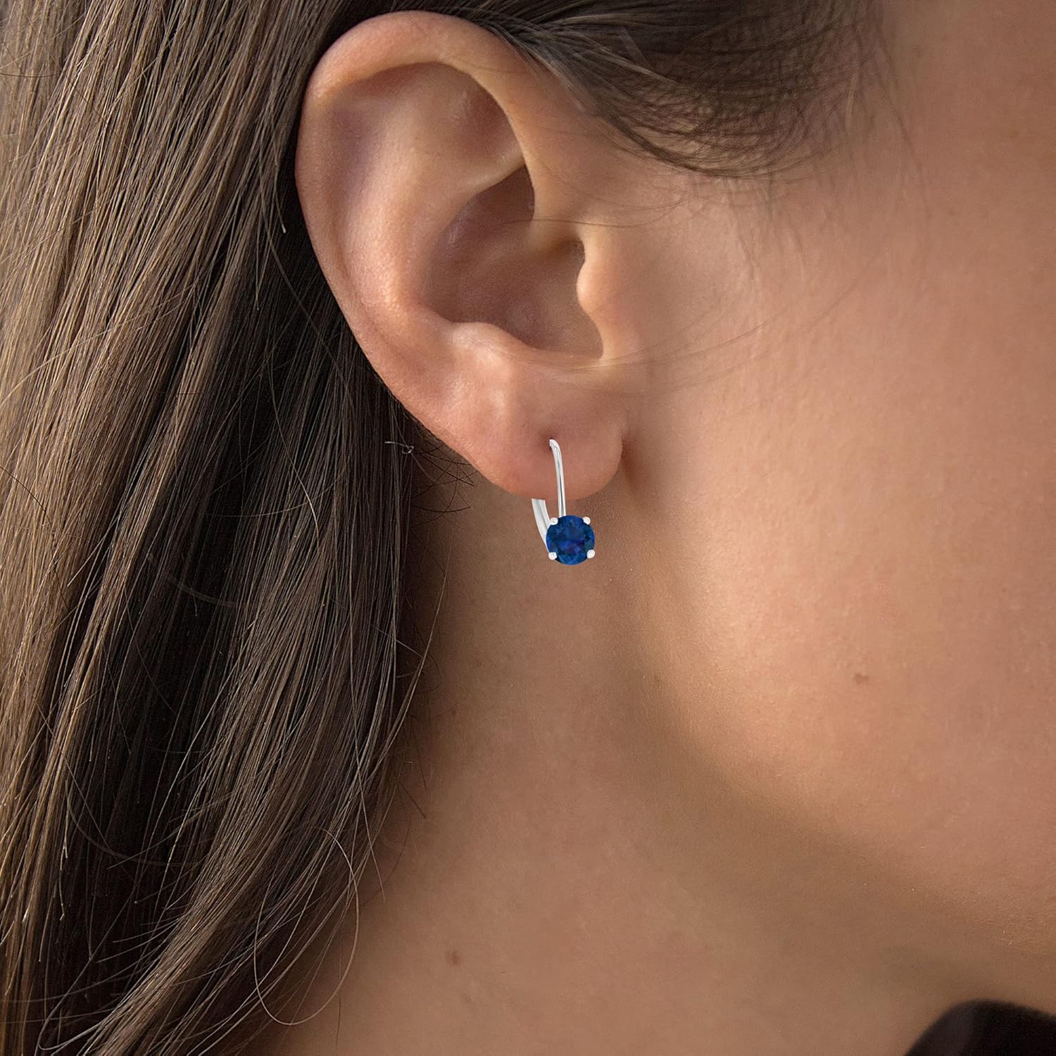 14k Gold Plated 925 Sterling Silver 6mm Round Hypoallergenic Genuine Birthstone Leverback Earrings