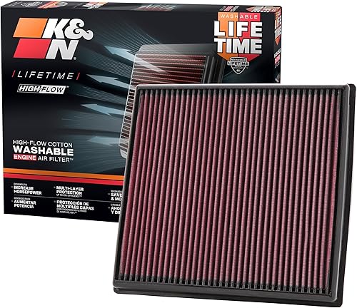 K&N - Filtro de aire para motor. Filtro de repuesto de alto rendimiento, prémium, lavable.