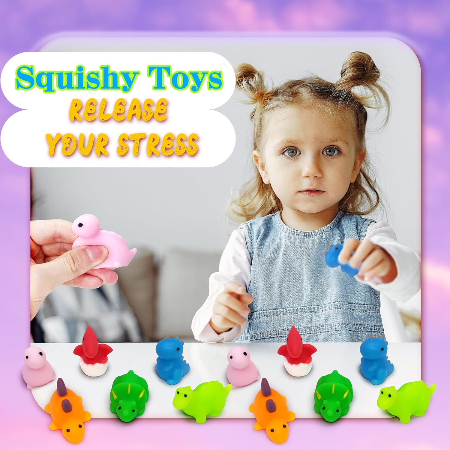 JIAHO 9 Pcs Dinosaur Mochi Squishy Toys, Kawaii Squishies, Party Favors for Kids, Squishy Dinosaur Sensory Toys, Mini Stress Ball Fidget Toys Bulk for Kids Prizes, Easter Basket Stuffers, Birthday