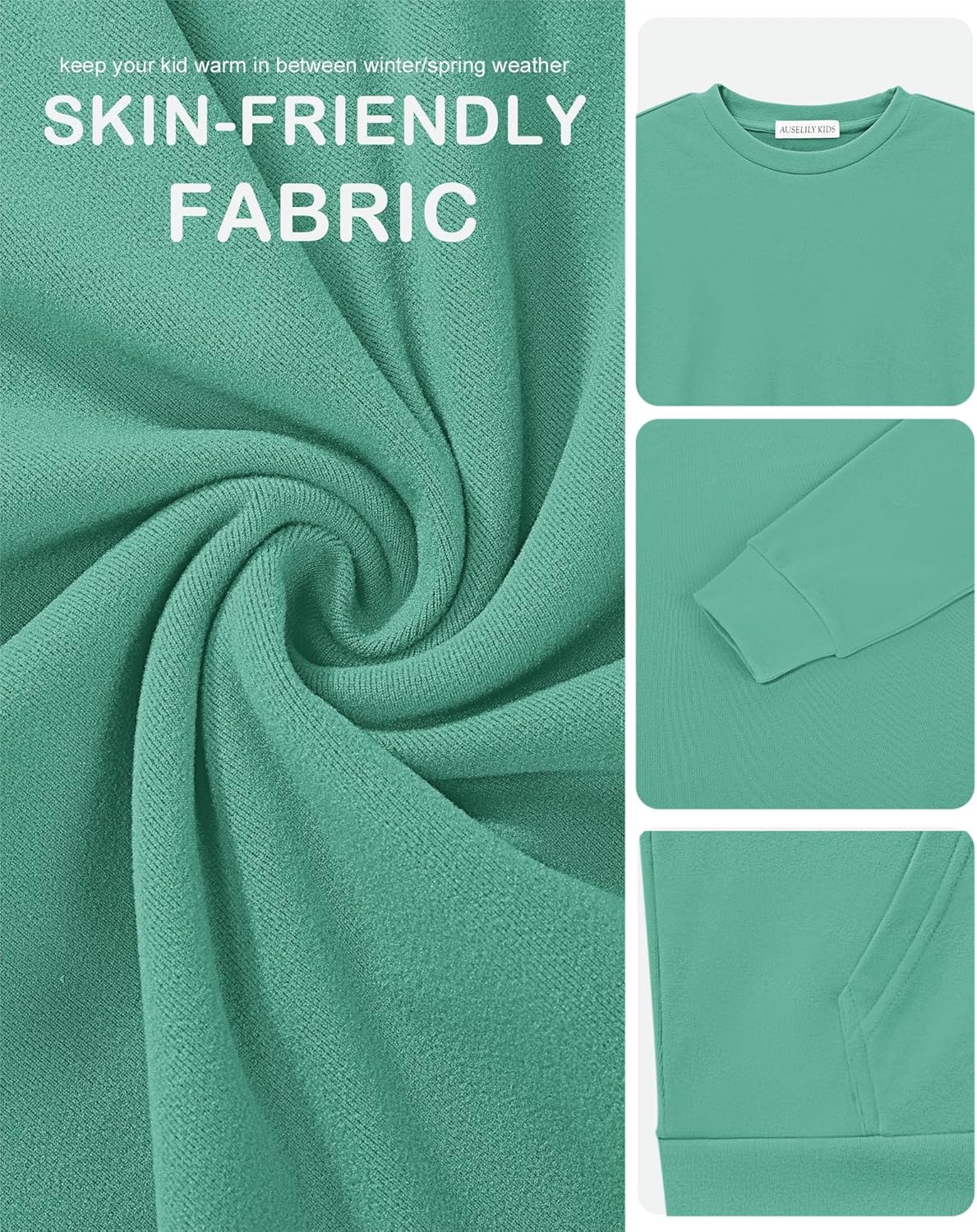 Girls Crewneck Sweatshirts Kids Cute Hoodless Oversized Fleece Pullover Drop Shoulder Tops - Image 7