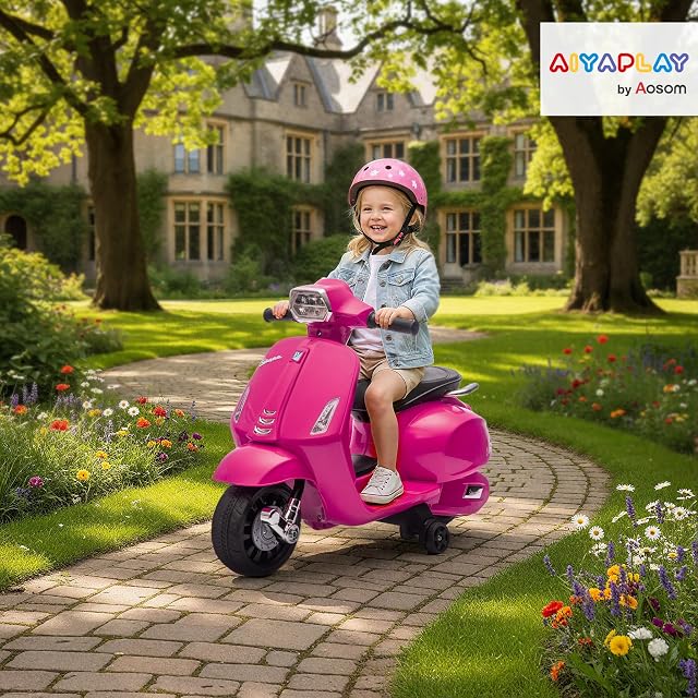 Foto 2 de 8 de AIYAPLAY Moto Eléctrica para Niños 6V con Licencia Vespa 2-4 Años Rosa