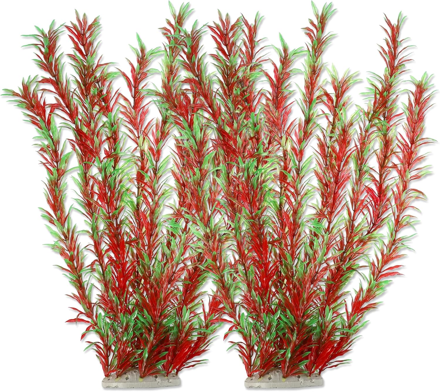 Large Aquarium Plastic Plants, Tall Aquarium Plants, Big Aquarium Plastic Plants for Fish Tanks Decor, 21.26" Height (Red Green, 2pcs)