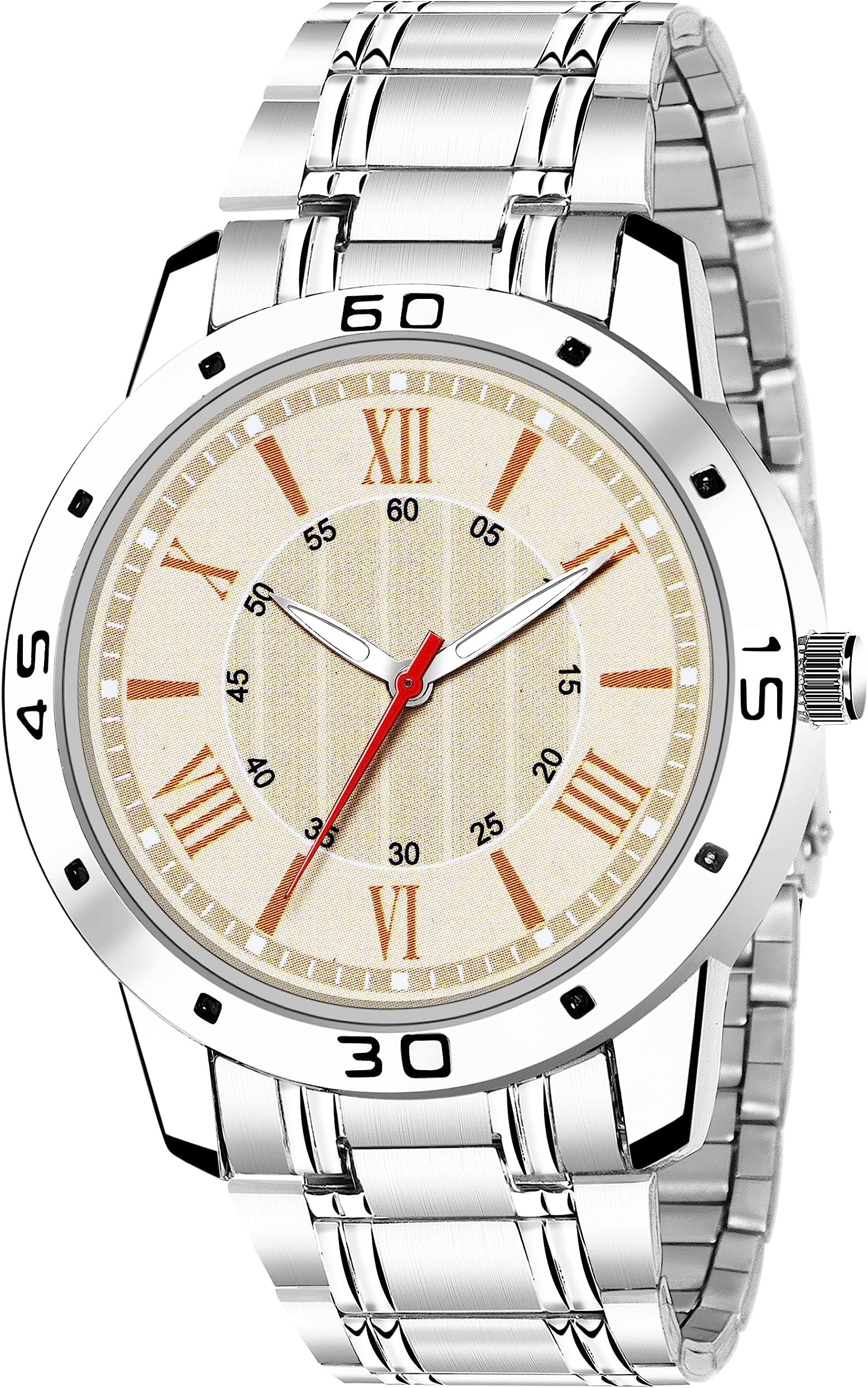 Men's Stainless Steel Bezel Claspy Buckle Stainless Steel Case Analogue Watch-Pack of 1 [S-C-1098_Silver]