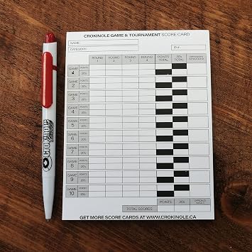 Crokinole Game & Tournament Score Cards Pad