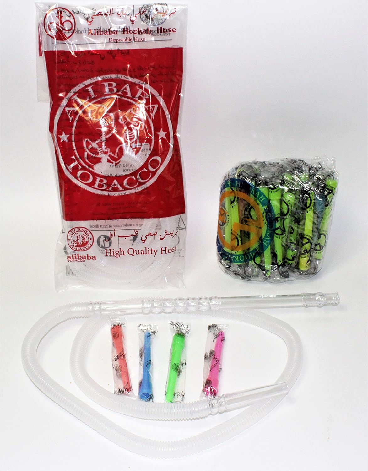 2X Clear Disposable plastic Hookah Shisha Hose + 50 PCS