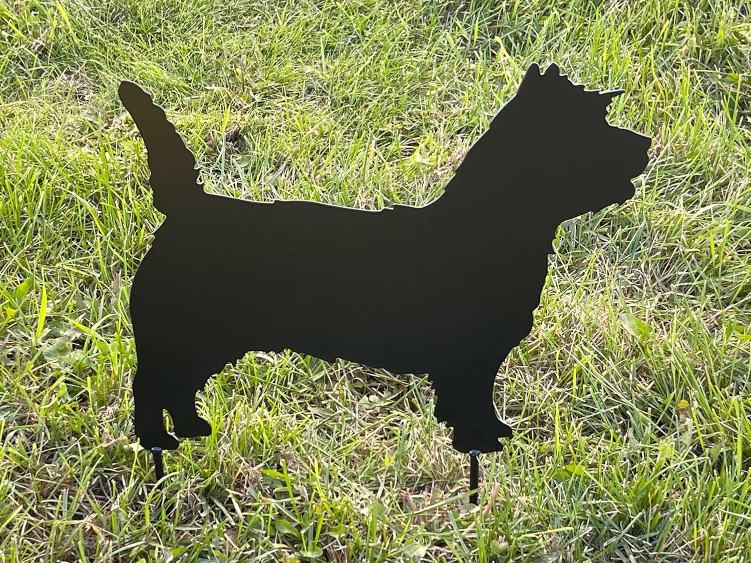 Cairn Terrier dog metal art yard stake powder coated black