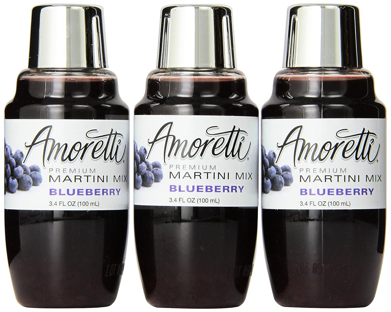 Amoretti Premium Martini Cocktail Mix Minis, Blueberry, 3.4 Fluid Ounce, 3 Counts