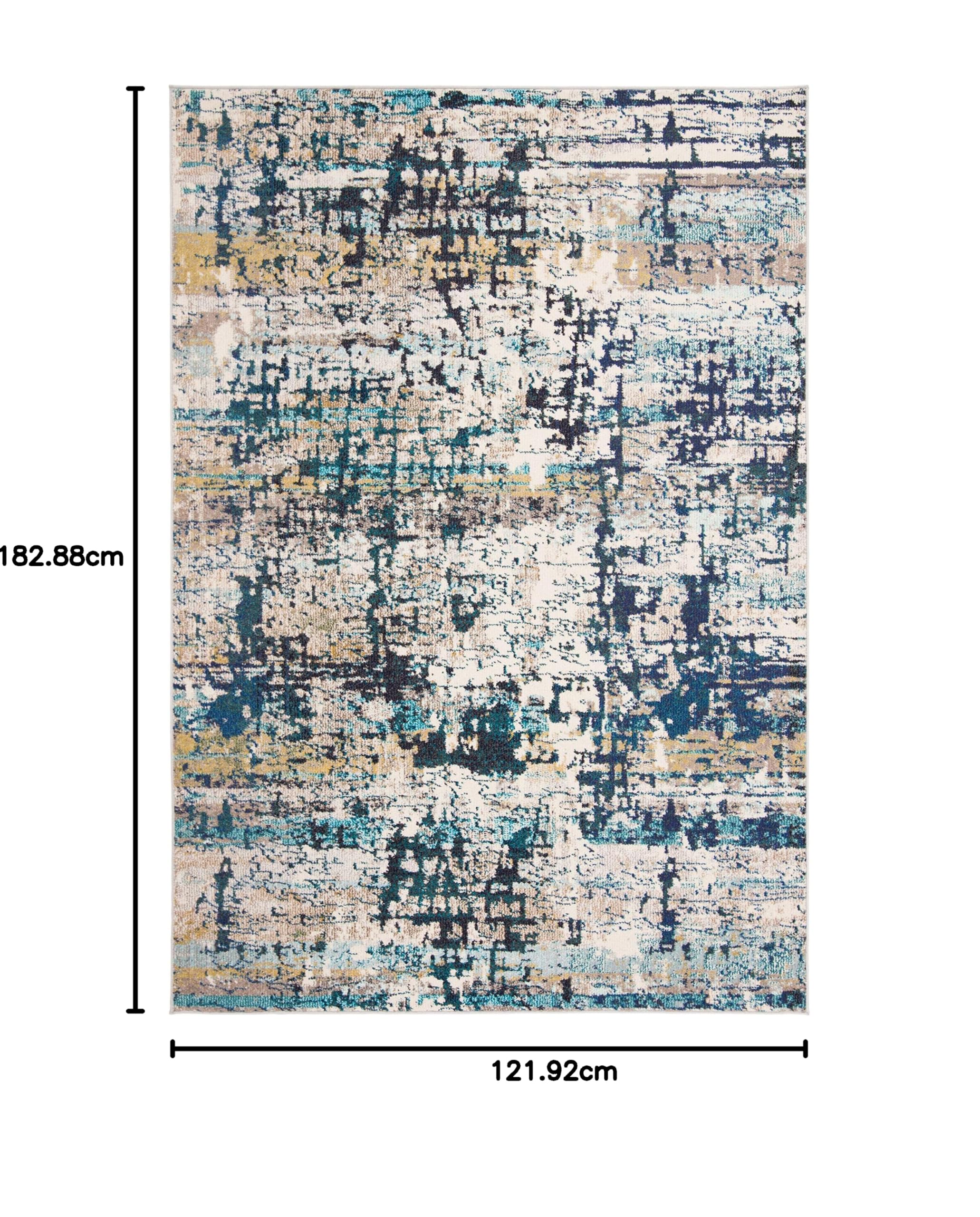 SAFAVIEH Tapis Contemporain pour Salon, Salle à Manger, Chambre à Coucher - Madison Collection, Tapis à Poil Court, Crème et Bleu, 122 X 183 cm
