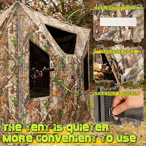 Miniatura 4 de Lenotos Hunting Blind, 2-3 Person Pop Up Blinds 360 Degree See Through, Portable Durable Hunting Ground Blinds for Deer & Turkey Hunting