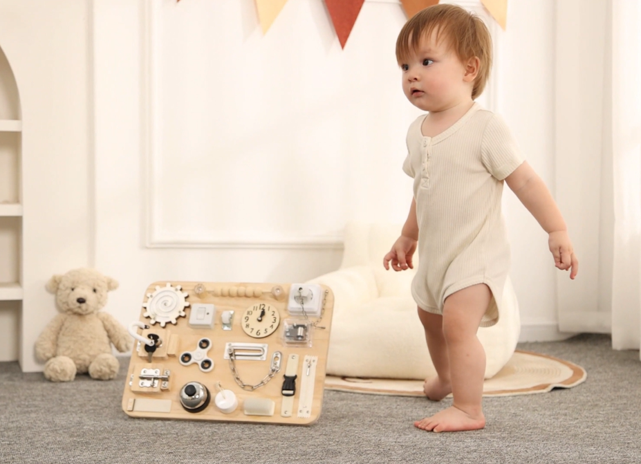 Busy Board Montessori En Bois - Jouet Sensoriel 12 En 1, Planche D'activités Pliable Pour Enfants 1-3 Ans