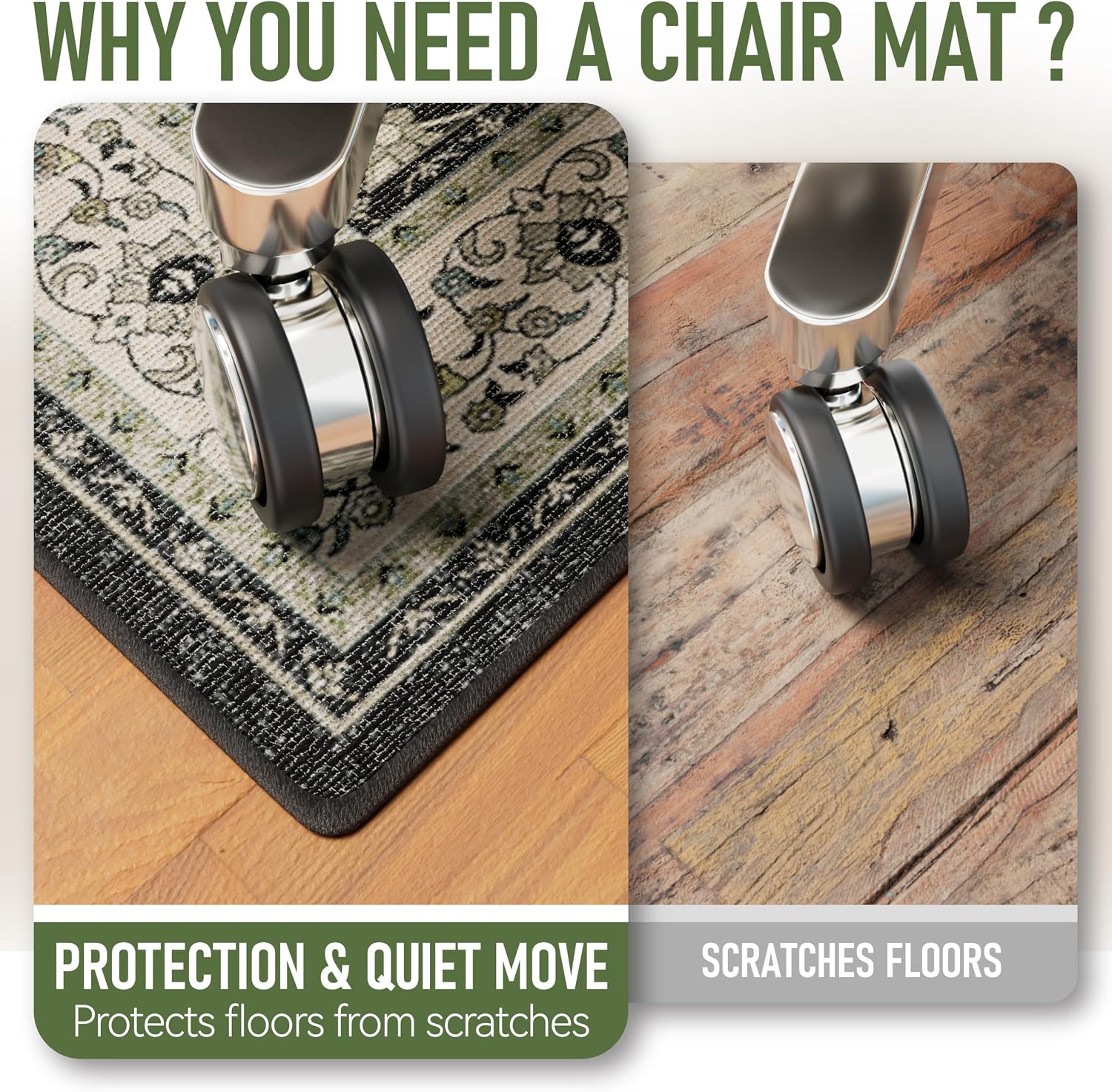 48"x60" Office Chair Mat for Hardwood, Under Desk Chair Mat for Home Office, Anti-Slip Office Rugs for Rolling Chairs, Floor Protector Washable Rugs Charcoal