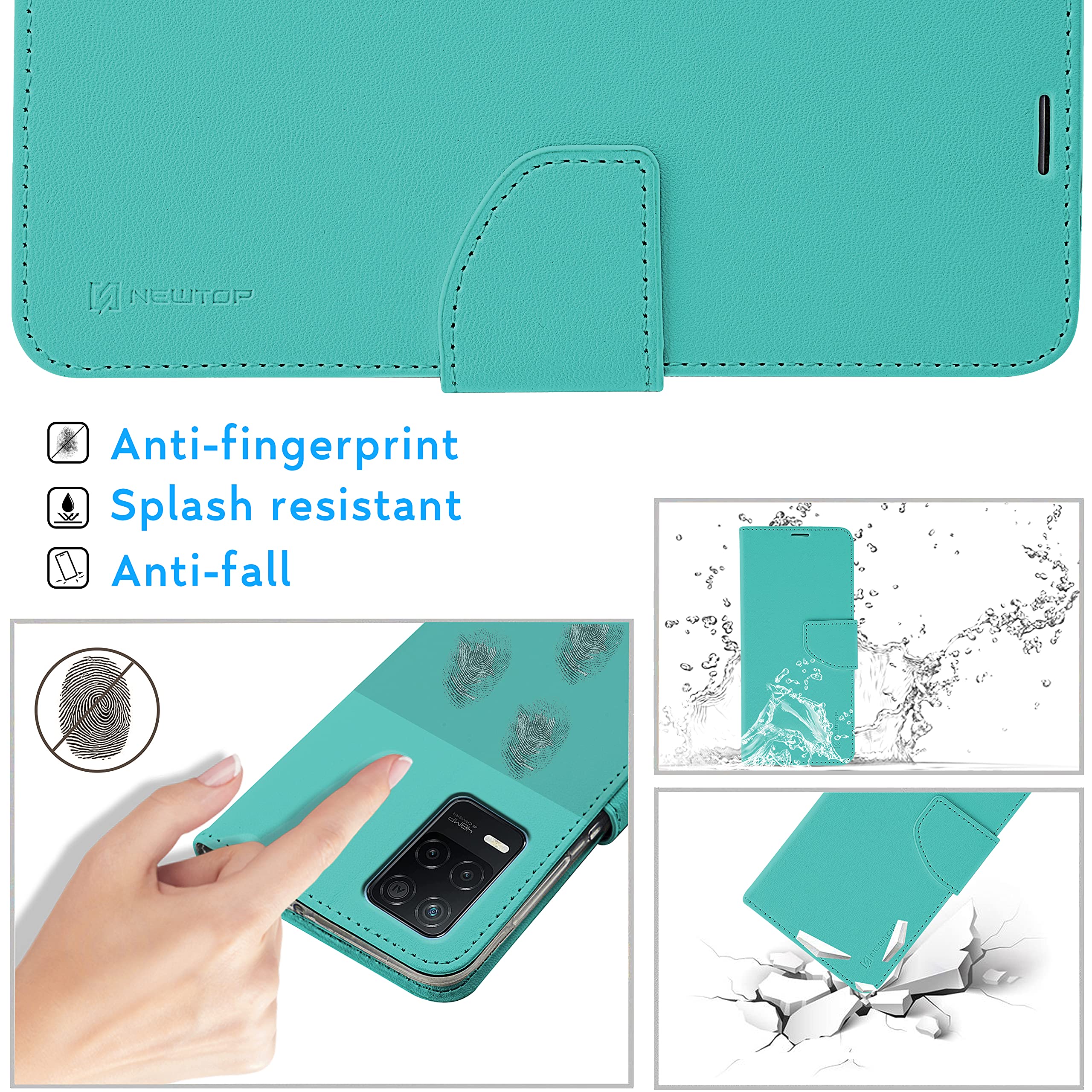 N NEWTOP Cover Per Realme 8 5G - Custodia Libro Flip In Similpelle Con Portafoglio E Chiusura Magnetica (Nero) - 4