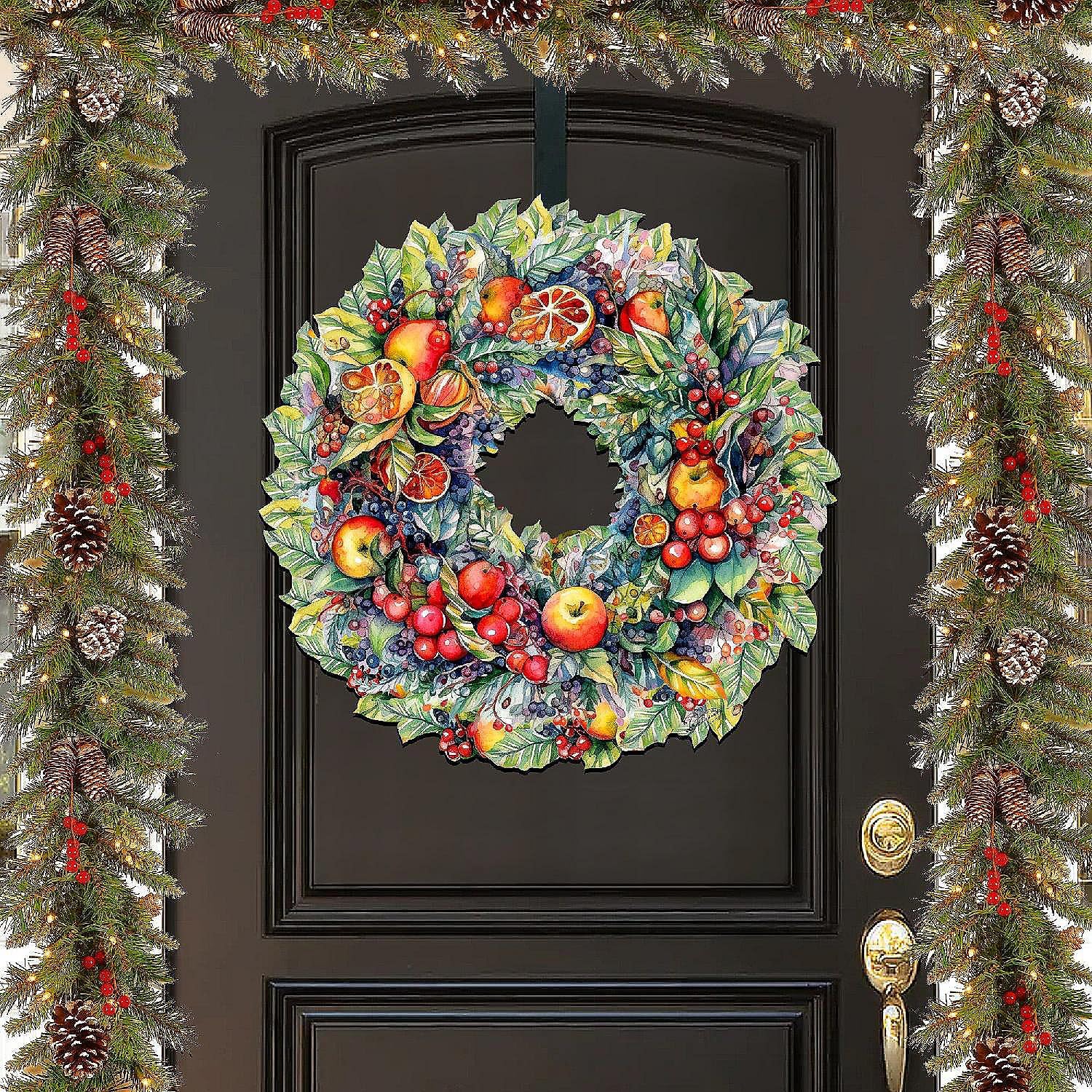 Zenoveraa Wooden Door Decor Wall Decor Summer Harvest Fruit Wreath